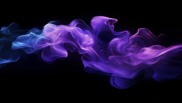 Colorful Smoke Waves in Purple and Blue Against a Black Background photo