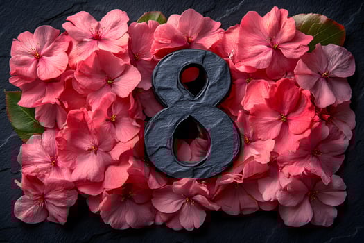 Floral Number Eight on Slate Background for Elegant Decor and Design photo
