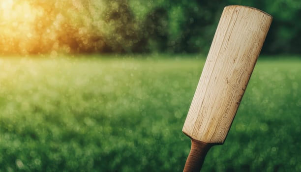 Cricket bat action in nature background outdoor sports photography green field environment photo