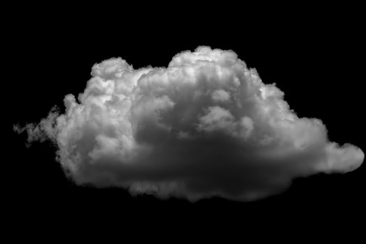 White cloud isolated on black background photo