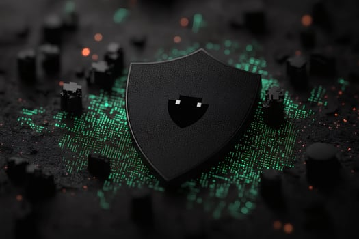 Digital shield protecting a network from cyber threats and attacks. photo