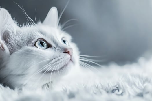White Cat Gazing Thoughtfully in a Cozy Indoor Setting During Daylight. photo