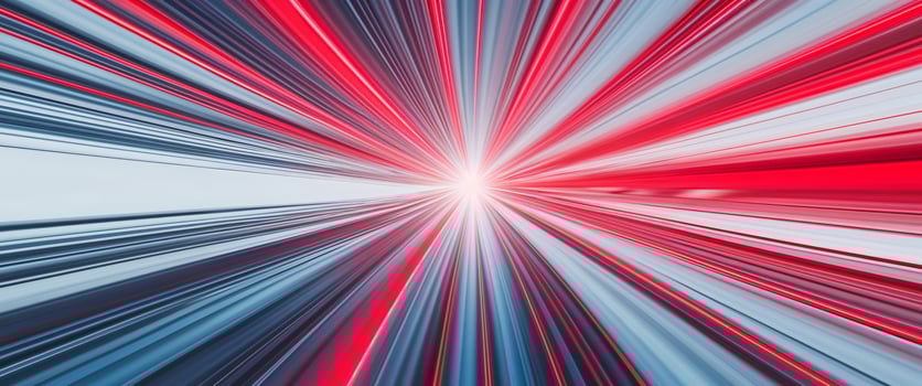 A red and blue light beam is moving through the air photo