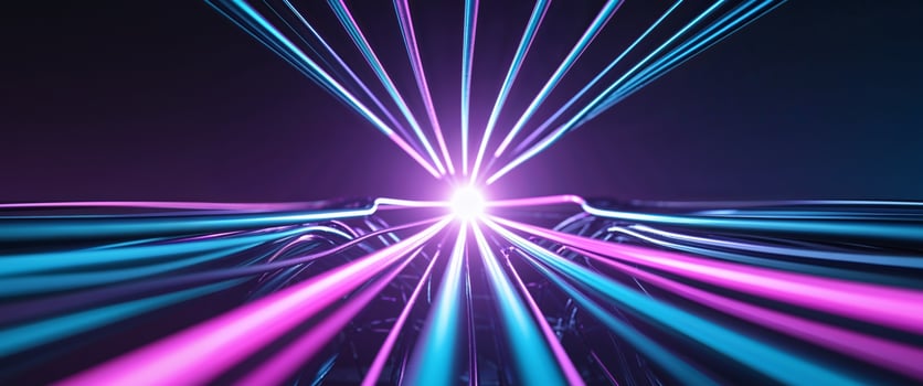 Abstract background with light beams and neon lights photo