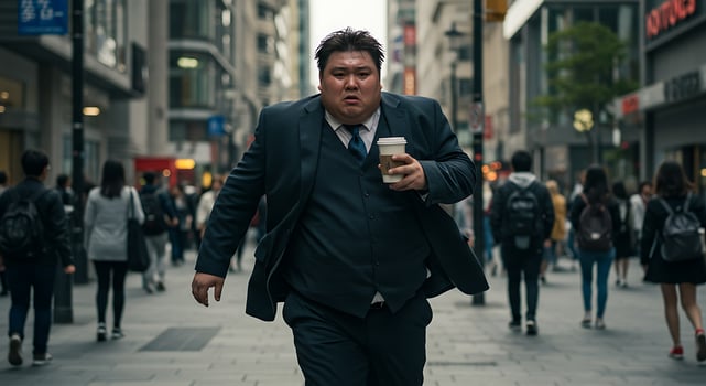Businessman in a Hurry A Moody Urban Street Scene photo