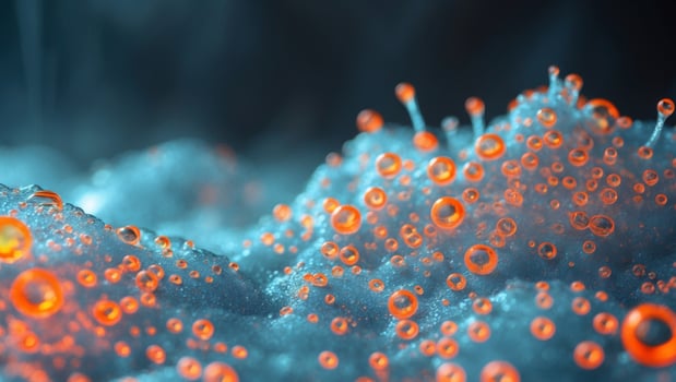 A close up of a bunch of orange bubbles photo
