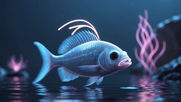 A fish with glowing eyes in the water photo