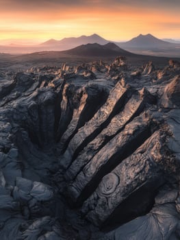 A desert landscape with rocks and mountains photo
