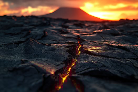 A lava flow is shown at sunset photo