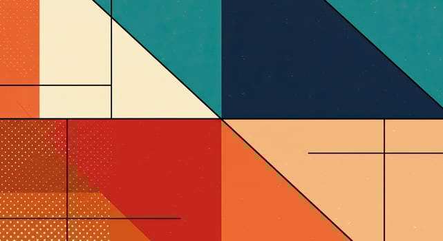 A colorful abstract painting with geometric shapes photo