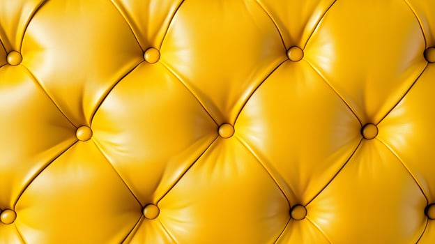 Yellow tufted leather design adorned with buttons, presenting a sophisticated and opulent texture. photo