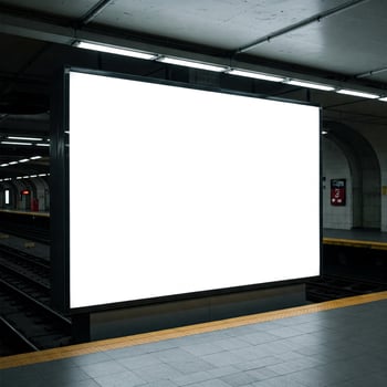 A large white mock sign in the subway photo