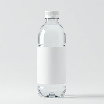 A water bottle with a plain white blank label mockup isolated on a white background photo