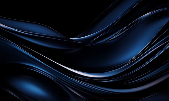 Dark blue, flowing abstract waves on black background photo