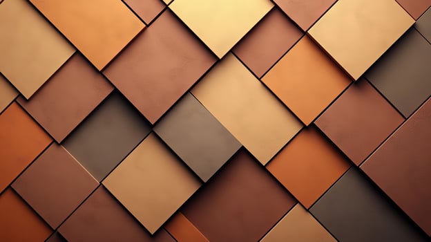 Textured arrangement of overlapping brown and tan geometric shapes on a wall surface showcases craftsmanship in modern design photo