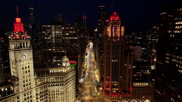 Incredible Downtown Chicago at Chicago in Illinois United States. Buildings Destinations. photo