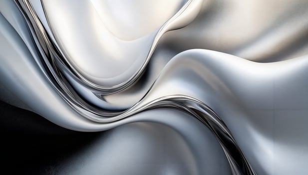 Sleek Metallic Abstract Waves with Smooth Curves and Shimmering Highlights photo