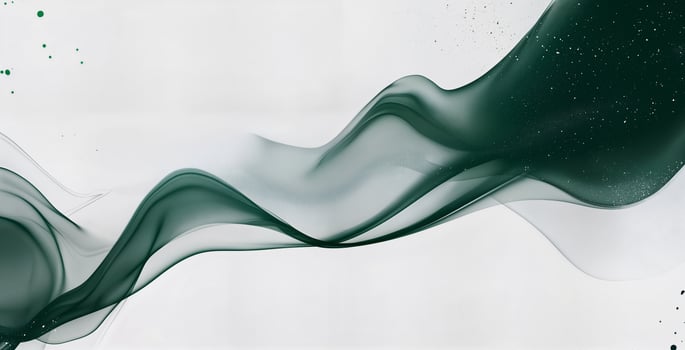 Elegant green waves flowing across a soft white background photo