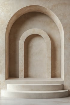 Beige arched alcove display photo