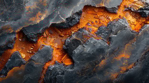 Molten rock fissures and solidified lava. photo