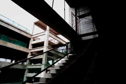 Unfinished Concrete Construction Site With Stairs photo