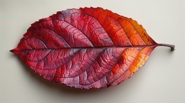Vibrant autumn leaf, detailed veins and color gradients. photo
