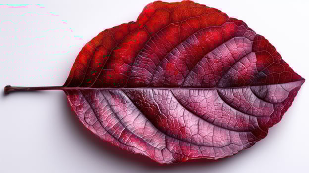 Vibrant autumn leaf, detailed close-up view of intricate veins and rich colors. photo