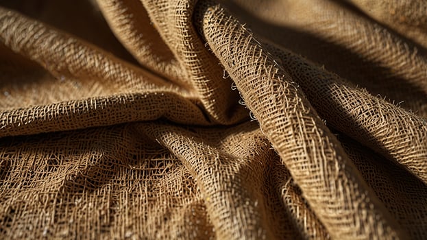 coarse burlap cloth surface in natural beige, illuminated by bright midday sunlight. photo