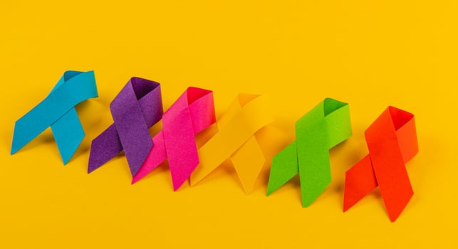 Colorful. awareness ribbons symbolize support for various health campaigns photo
