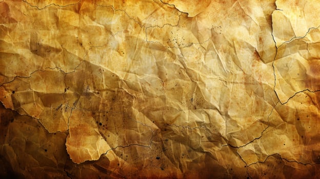 Aged, wrinkled, antique paper texture with creases and stains. photo