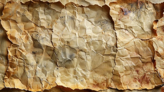 Aged, crumpled, antique paper texture with stains and creases. photo