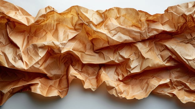 Crinkled light brown paper texture, abstract background. photo