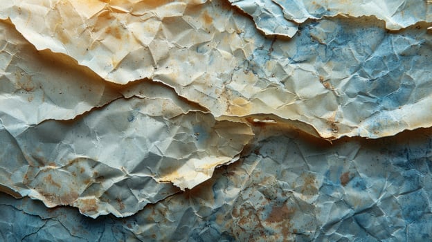 Crinkled, stained, aged paper texture. photo