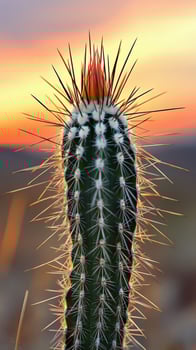 Cactus with sunset in the background photo