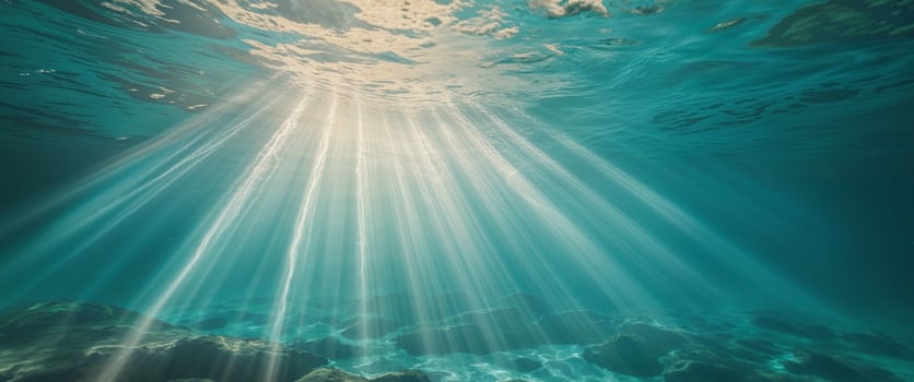 Underwater Sunlight Beams Illuminate Ocean Depths. photo