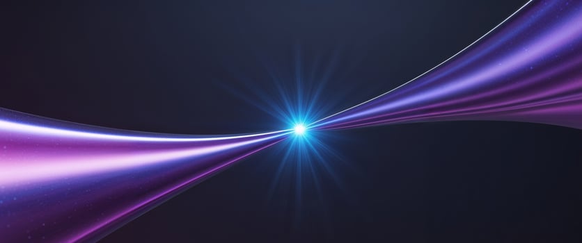 A purple and blue lighted line with a bright blue spot in the middle photo