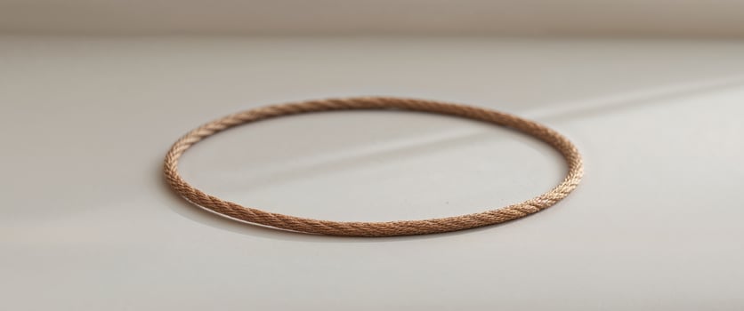 A thin circular rope made of natural brown fibers photo