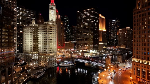 Awe Chicago Skyline in Chicago Illinois United States . Outdoors Night Life. photo