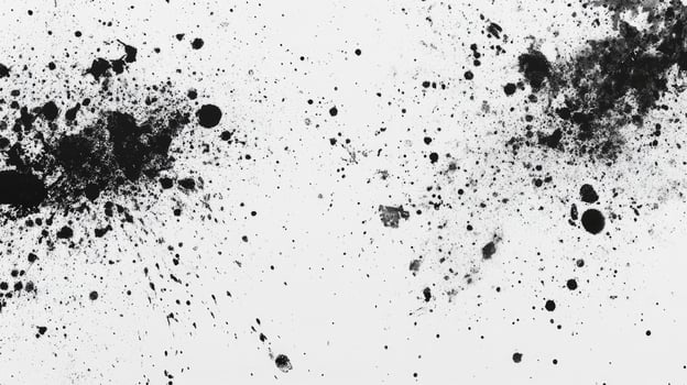 Ink Splatter Texture Background with Black Ink on White Paper photo