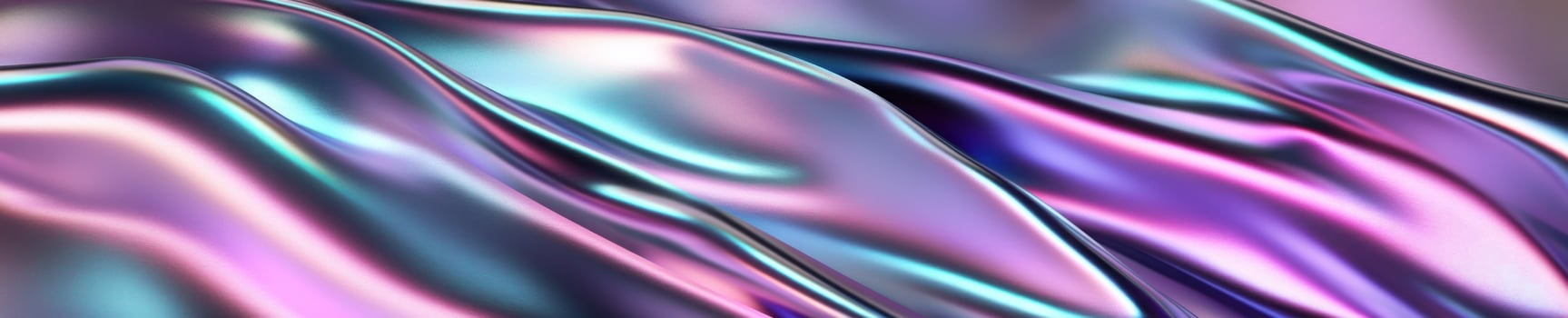 Futuristic holographic metallic surface with iridescent waves for modern design concepts photo