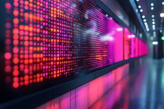 Futuristic Digital Display with Vibrant Colors in Modern Urban Setting for Technology Design photo