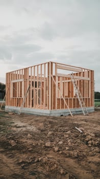 A house under construction with wooden framing photo