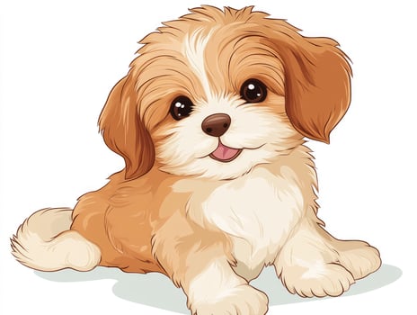 Cute Dog Puppy Cartoon Illustration Sitting and Smiling with Soft Fur photo