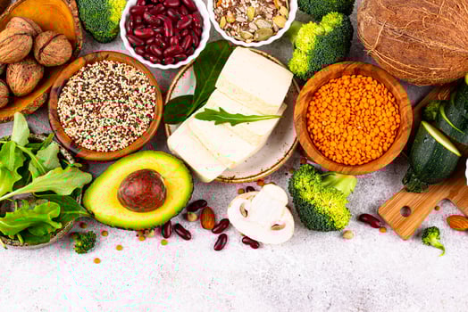 Vegan keto products. Ketogenic plant-based food photo