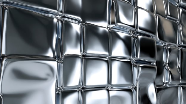 Reflective Silver Metal Cubes Background Texture with Modern Chrome Aesthetic photo