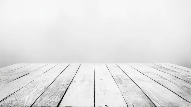 White Wooden Planks Background with White Wall for Mockup Presentation photo