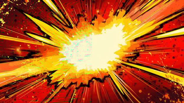 Dynamic Explosion Graphic with Radial Lines in Red and Yellow Tones photo