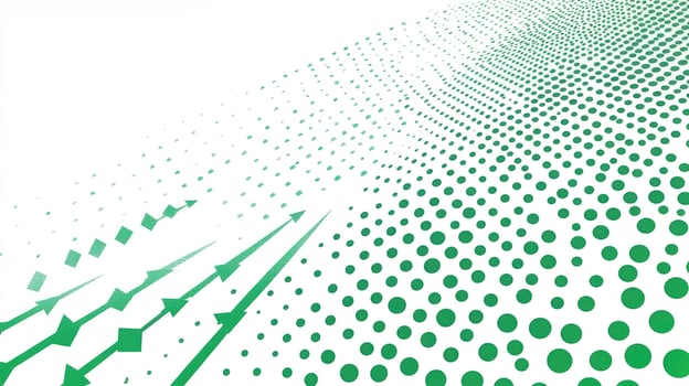Green Arrows and Dots Creating an Abstract Pattern Against White Background photo