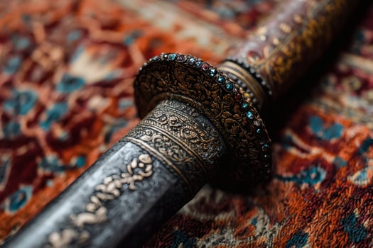 Intricate craftsmanship of a historical sword photo
