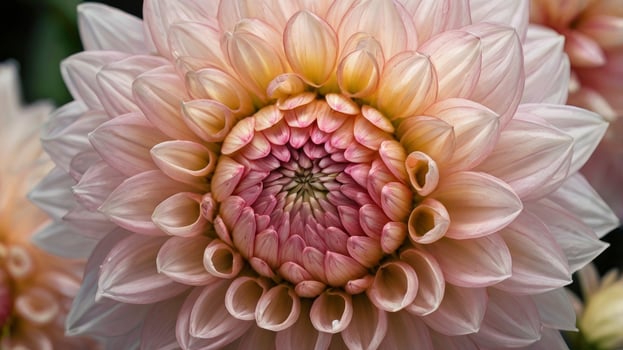 Close-up of Dahlia Flower Exhibiting Delicate Petals and Intricate Floral Details photo